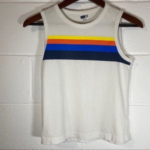 Crazy 8 White with Stripes Tank Top Medium 7/8